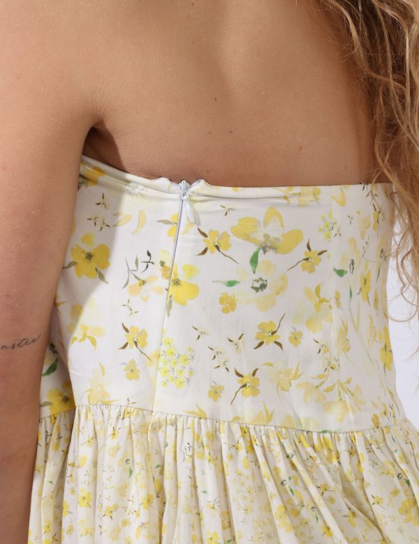Gonna Desigual Giallo - Gonna lunga a vita alta su base beige con stampa floreale allover in varie tonalità di giallo. La ve