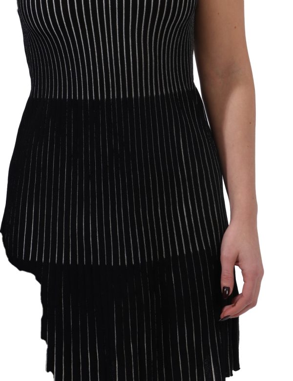 Abito Desigual Nero - Vestito corto senza maniche, con collo alto ed in modello pieghettato. Il capo si presenta nero con ri