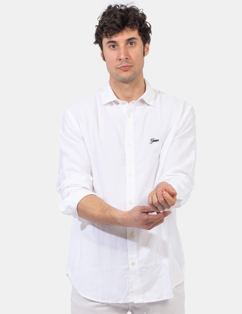 Outlet camicia da uomo scontata - Camicia Guess Bianco