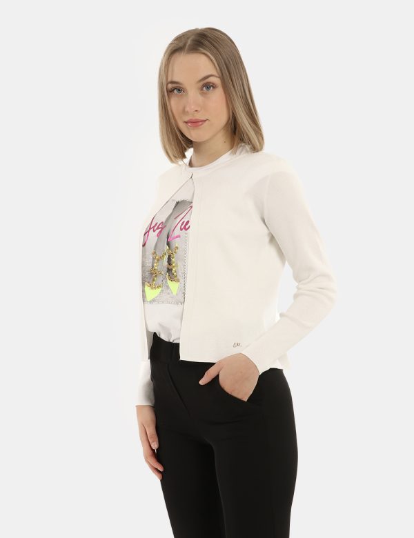 Maglia Yes Zee bianco in lurex - COMPOSIZIONE E VESTIBILITÀ:52% viscosa 25% nylon 18% poliestere 5% metallicaLa modella è al