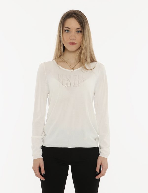 Maglia Yes Zee bianca - COMPOSIZIONE E VESTIBILITÀ:65% viscosa 35% poliammidicaLa modella è alta 170 cm e indossa la taglia