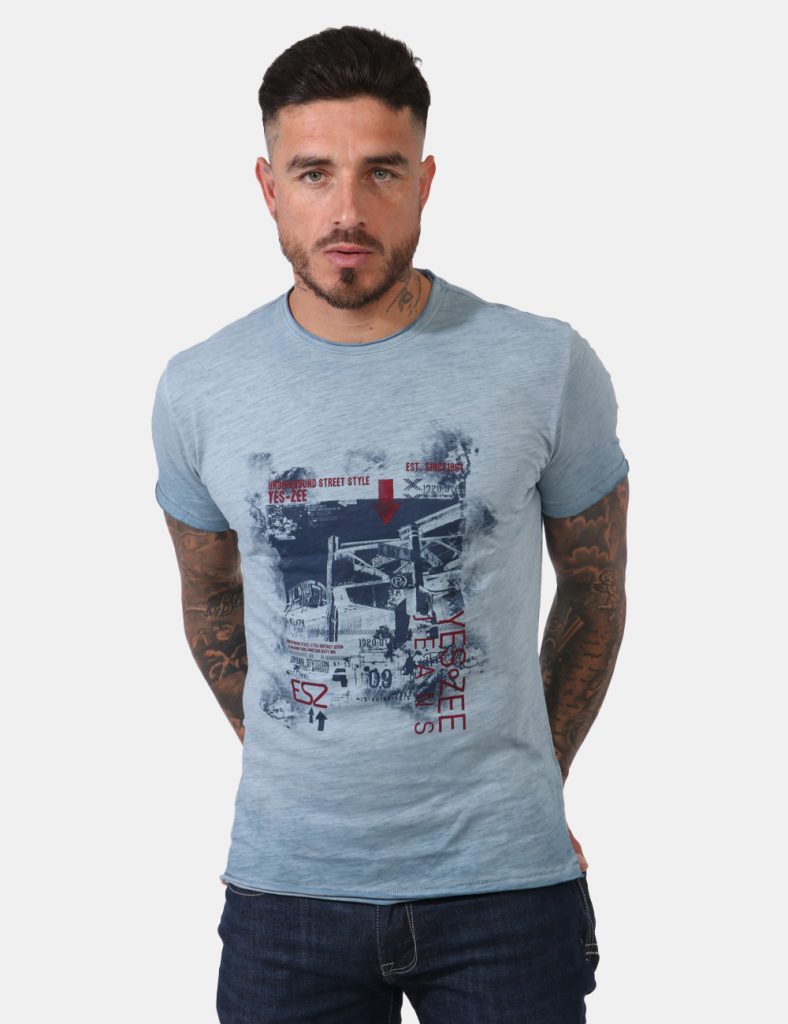 Abbigliamento uomo Yes Zee - T-shirt Yes Zee Azzurro