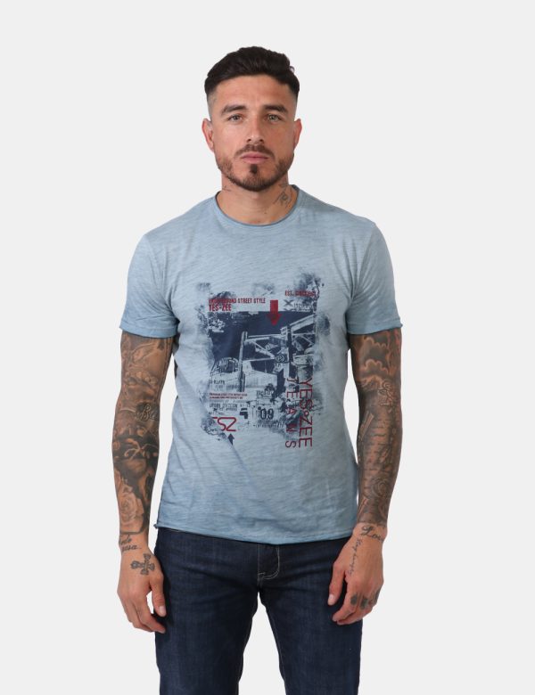 RED By EMP T-Shirt Donna Azzurra – Girocollo Largo In Viscosa Morbida