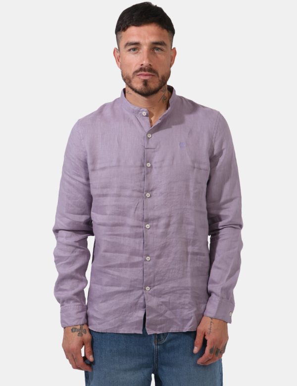 Camicia Timberland Viola - Camicia classica con colletto alla coreana in total lilla. Presente logo brand ricamato ad altezz