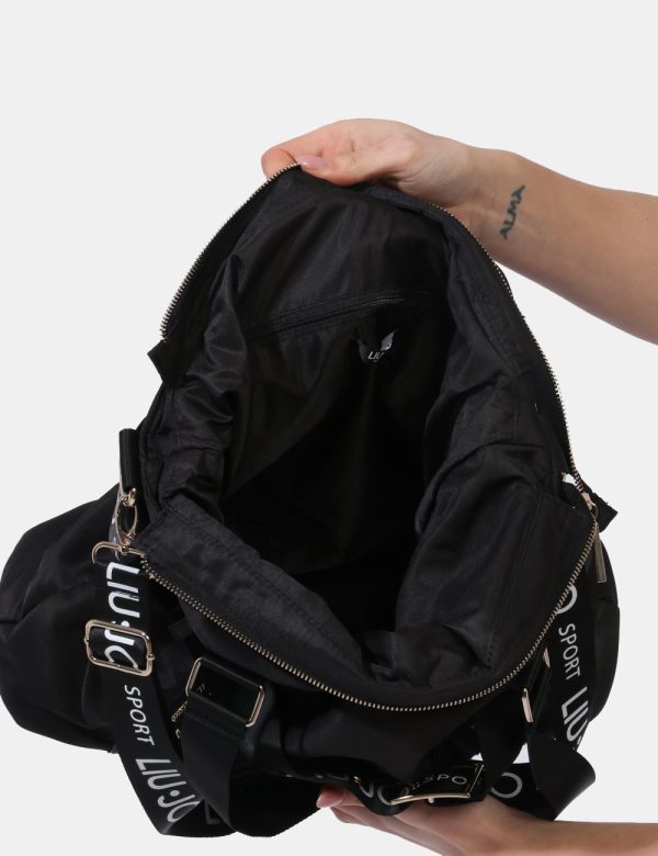 Borse Liu-Jo Nero - Borsa shopping a tracolla di grandi dimensioni in total nero con dettagli coordinati e piccole borchie.