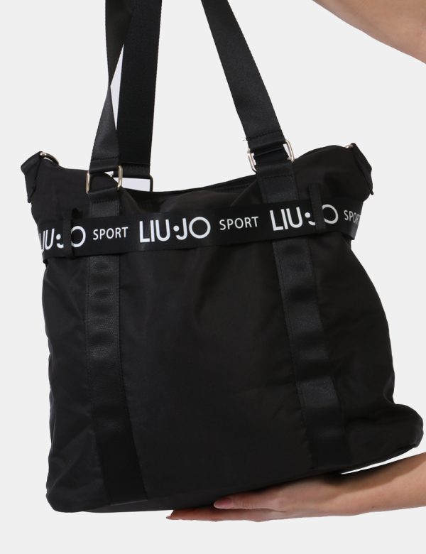 Borse Liu-Jo Nero - Borsa shopping a tracolla di grandi dimensioni in total nero con dettagli coordinati e piccole borchie.