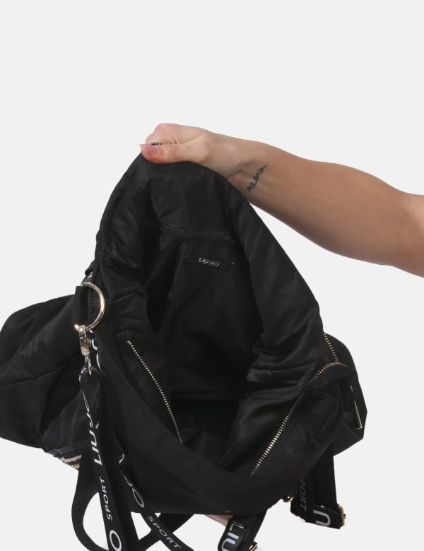 Borse Liu-Jo Nero - Borsa shopping a tracolla di grandi dimensioni in total nero con dettagli coordinati e piccole borchie.