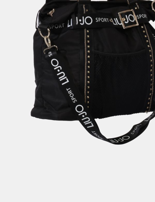 Borse Liu-Jo Nero - Borsa shopping a tracolla di grandi dimensioni in total nero con dettagli coordinati e piccole borchie.