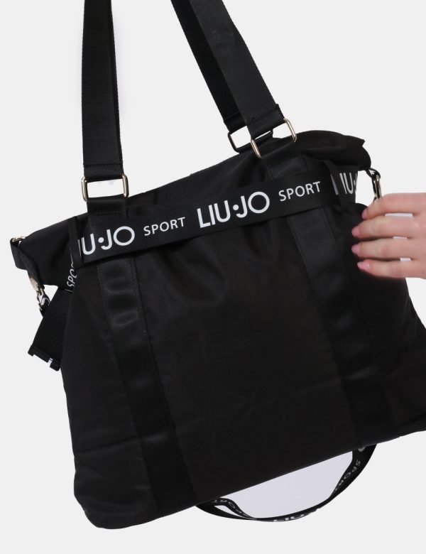 Borse Liu-Jo Nero - Borsa shopping a tracolla di grandi dimensioni in total nero con dettagli coordinati e piccole borchie.