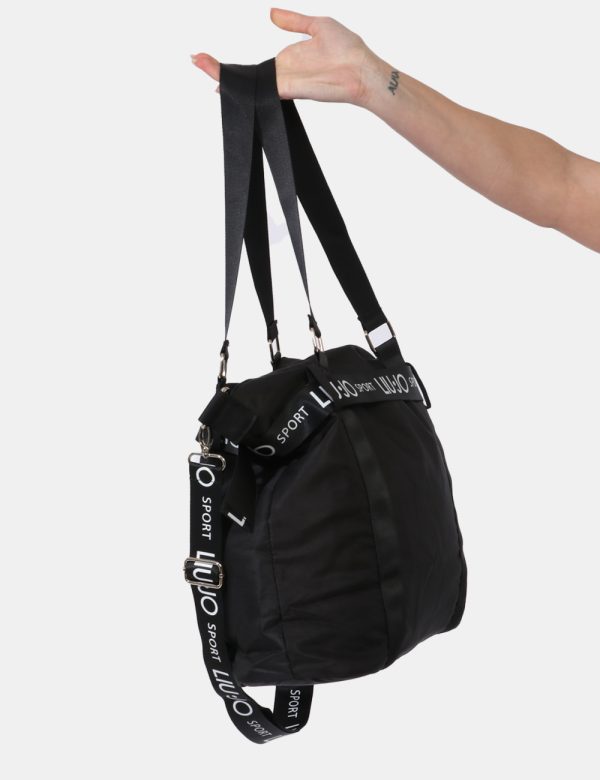 Borse Liu-Jo Nero - Borsa shopping a tracolla di grandi dimensioni in total nero con dettagli coordinati e piccole borchie.