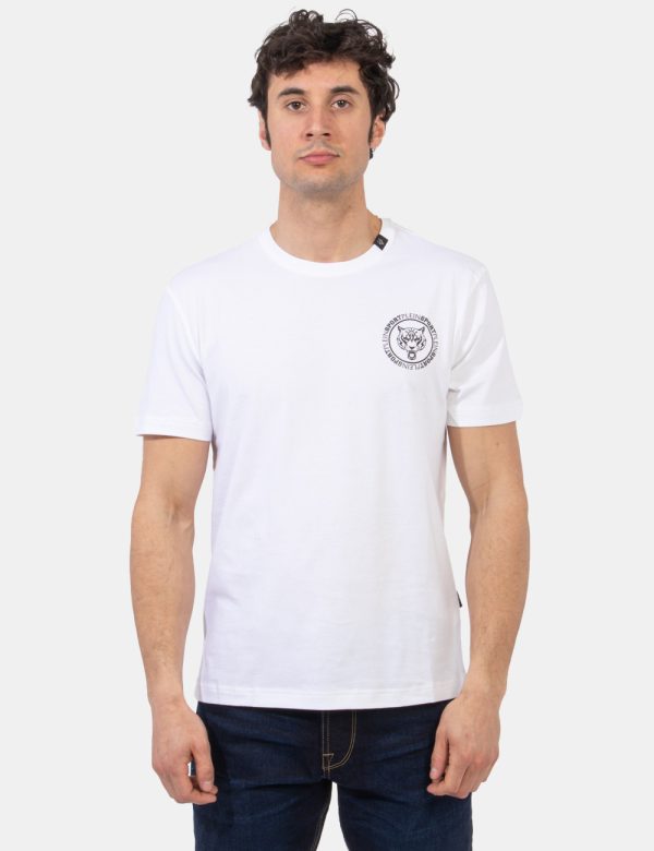 T-shirt Plein Sport Bianco - T-shirt classica in total bianco con piccola stampa logo brand ad altezza cuore. La vestibilità