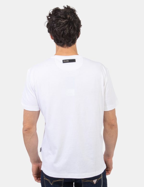 T-shirt Plein Sport Bianco - T-shirt classica in total bianco con stampa centrale nera. La vestibilità è morbida e regolare.