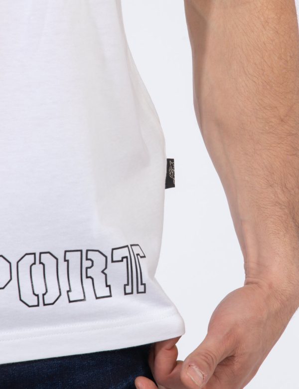 T-shirt Plein Sport Bianco - T-shirt classica in total bianco con stampa centrale nera. La vestibilità è morbida e regolare.