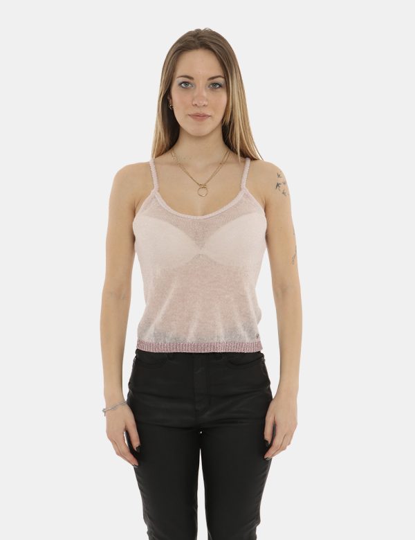 Top Guess rosa - COMPOSIZIONE E VESTIBILITÀ:40% poliamide 23% acrilico 13% lana 13% alpaca 7% poliestere 4% metalizzato La m