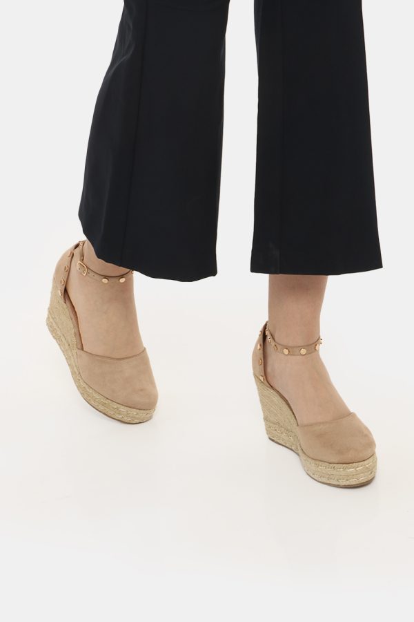 Zeppa Cafè Noir beige con tacco in corda - COMPOSIZIONE E VESTIBILITÀ:Esterno: materie tessili. Interno: cuoio e altre mater