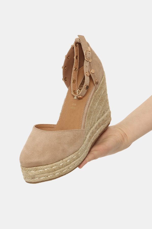 Zeppa Cafè Noir beige con tacco in corda - COMPOSIZIONE E VESTIBILITÀ:Esterno: materie tessili. Interno: cuoio e altre mater