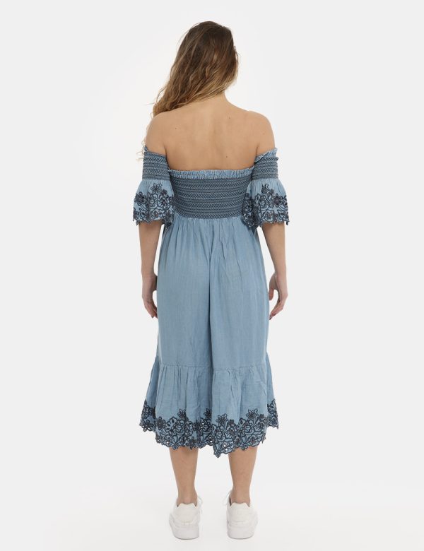 Vestito Pepe Jeans lungo blu denim light - COMPOSIZIONE E VESTIBILITÀ:100% poliestereLa modella è alta 170 cm e indossa la t