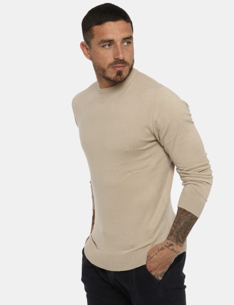 Maglione girocollo da uomo scontato - Maglia Maison du Cachemire beige