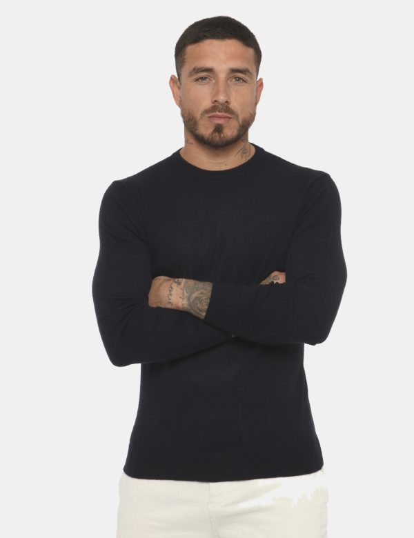 Maglia Maison du Cachemire blu - COMPOSIZIONE E VESTIBILITÀ:40% lana 20% cotone 20% viscosa 10% poliamide 10% cachemireIl mo