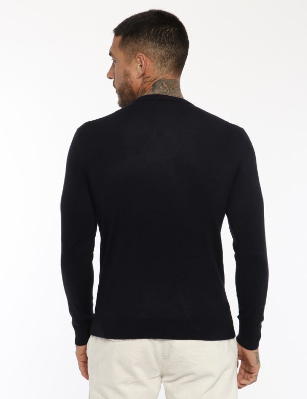 Maglia Maison du Cachemire blu - COMPOSIZIONE E VESTIBILITÀ:40% lana 20% cotone 20% viscosa 10% poliamide 10% cachemireIl mo