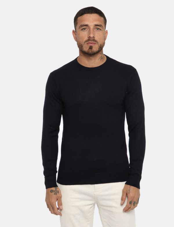 Maglia Maison du Cachemire blu - COMPOSIZIONE E VESTIBILITÀ:40% lana 20% cotone 20% viscosa 10% poliamide 10% cachemireIl mo