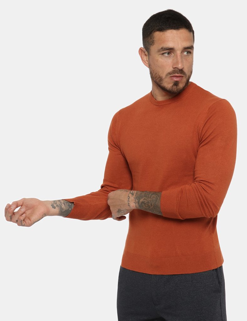 Maglione girocollo da uomo scontato - Maglia Maison du Cachemire arancione