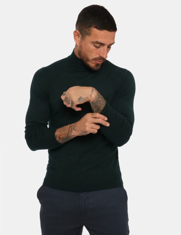 Maglione Maison du Cachemire lupetto verde - COMPOSIZIONE E VESTIBILITÀ:40% lana 20% cotone 20% viscosa 10% poliamide 10% ca