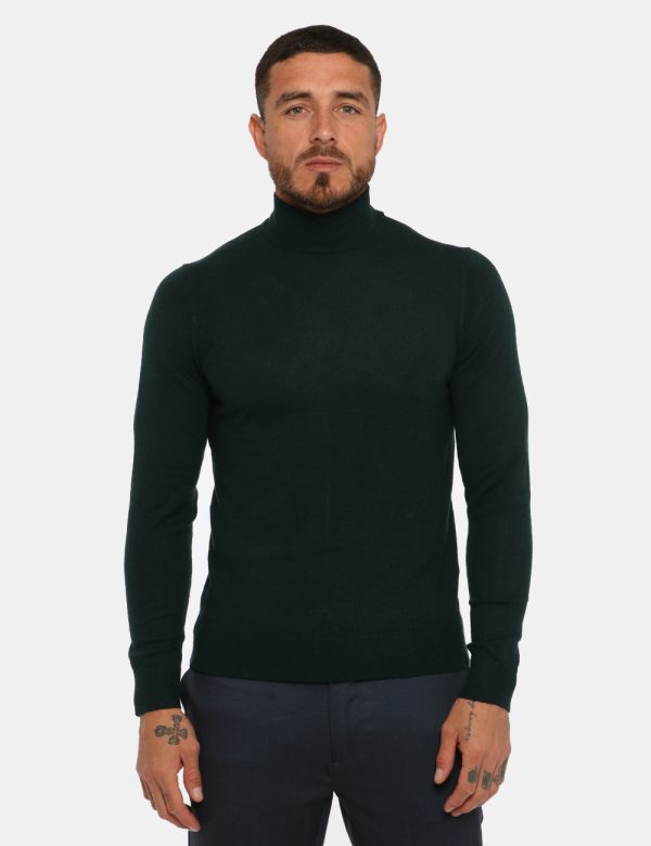 Maglione Maison du Cachemire lupetto verde - COMPOSIZIONE E VESTIBILITÀ:40% lana 20% cotone 20% viscosa 10% poliamide 10% ca
