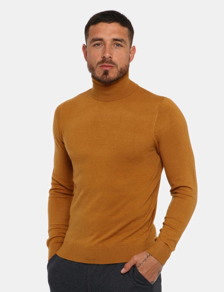 Lupetto da uomo maglia a collo alta scontata dolcevita - Maglione Maison du Cachemire dolcevita giallo