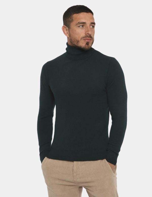 Maglione Maison du Cachemire dolcevita verde - COMPOSIZIONE E VESTIBILITÀ:40% lana 20% cotone 20% viscosa 10% poliamide 10%