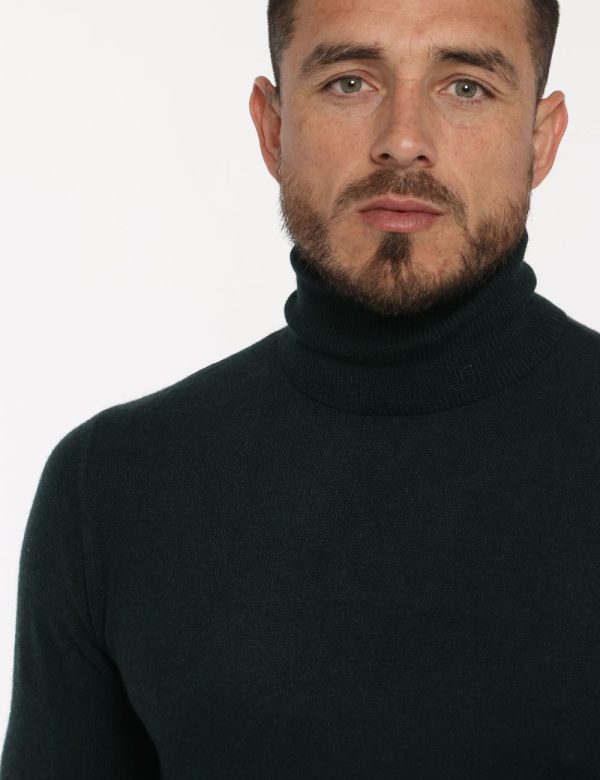 Maglione Maison du Cachemire dolcevita verde - COMPOSIZIONE E VESTIBILITÀ:40% lana 20% cotone 20% viscosa 10% poliamide 10%