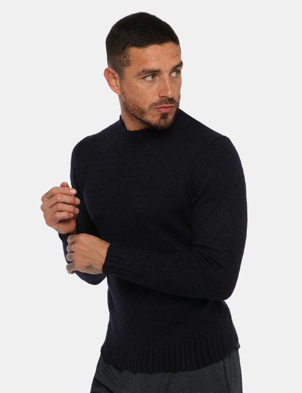 Maglione Maison du Cachemire blu - COMPOSIZIONE E VESTIBILITÀ:40% lana 20% cotone 20% viscosa 10% poliamide 10% cachemireIl