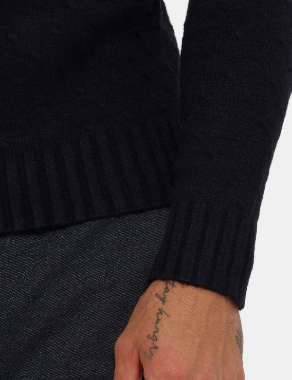 Maglione Maison du Cachemire blu - COMPOSIZIONE E VESTIBILITÀ:40% lana 20% cotone 20% viscosa 10% poliamide 10% cachemireIl