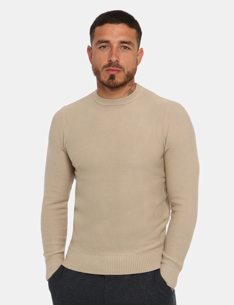 Maglione girocollo da uomo scontato - Maglione Maison du Cachemire beige