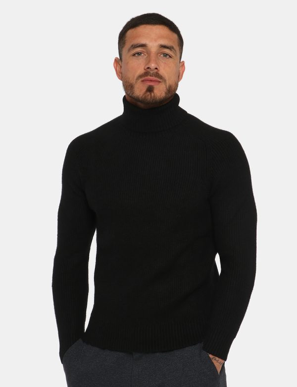 Maglione Maison du Cachemire dolcevita nero - COMPOSIZIONE E VESTIBILITÀ:40% lana 20% cotone 20% viscosa 10% poliamide 10% c