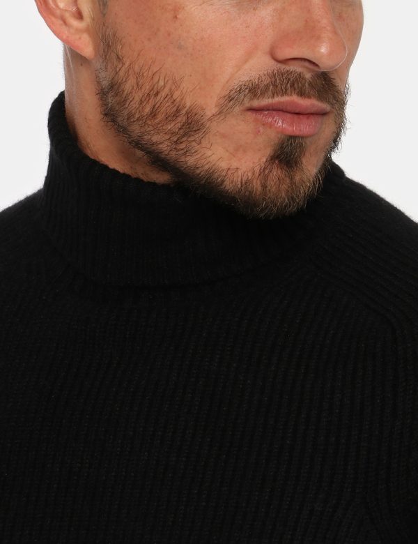Maglione Maison du Cachemire dolcevita nero - COMPOSIZIONE E VESTIBILITÀ:40% lana 20% cotone 20% viscosa 10% poliamide 10% c