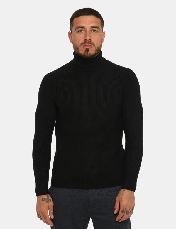 Maglione Maison du Cachemire dolcevita nero - COMPOSIZIONE E VESTIBILITÀ:40% lana 20% cotone 20% viscosa 10% poliamide 10% c