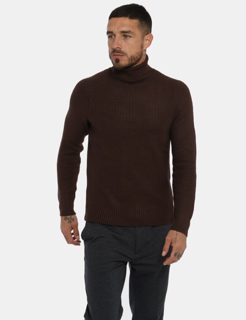 Maglione Maison du Cachemire dolcevita marrone