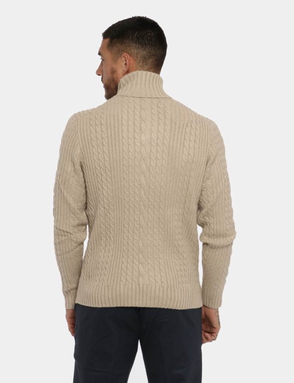 Maglione Maison du Cachemire dolcevita beige - COMPOSIZIONE E VESTIBILITÀ:40% lana 20% cotone 20% viscosa 10% poliamide 10%