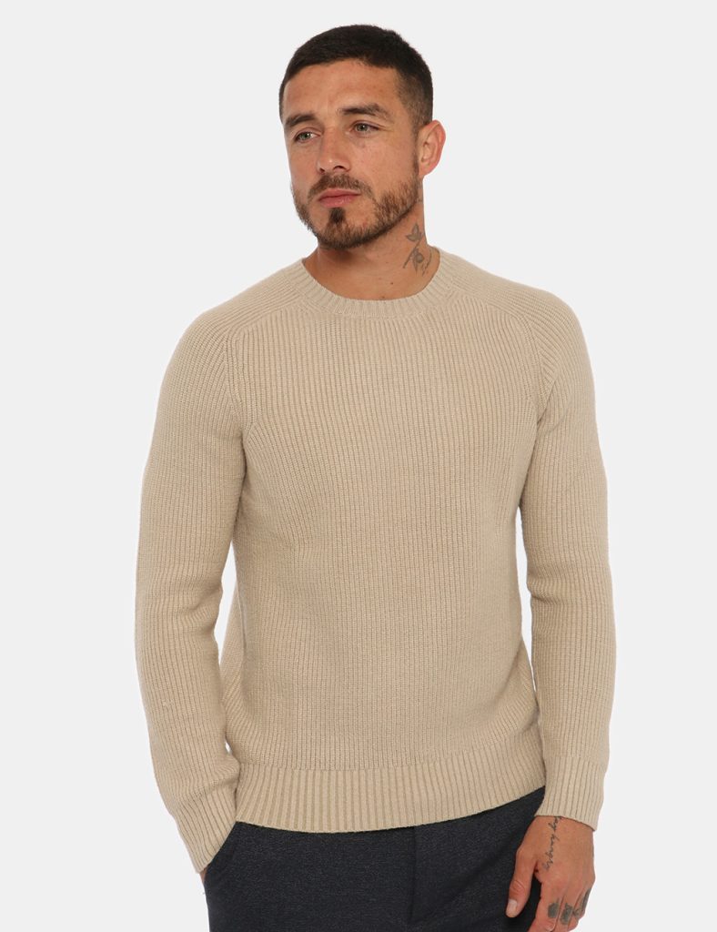 Maglione girocollo da uomo scontato - Maglione Maison du Cachemire beige