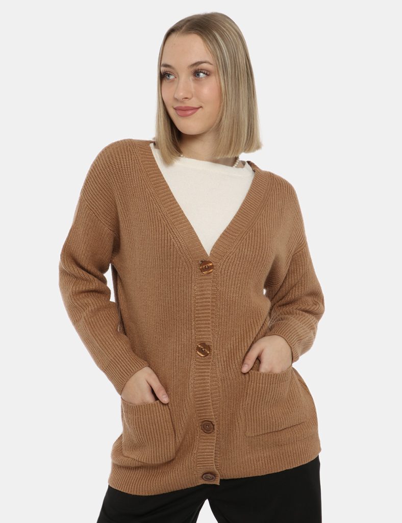 Cardigan Maison du Cachemire marrone - COMPOSIZIONE E VESTIBILITÀ:40% lana 20% cotone 20% viscosa 10% poliamide 10% cachemir