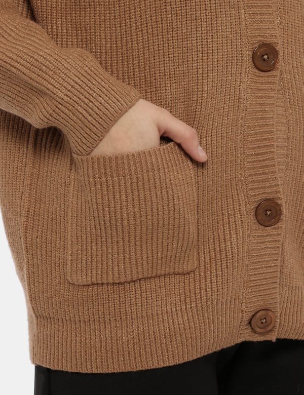 Cardigan Maison du Cachemire marrone - COMPOSIZIONE E VESTIBILITÀ:40% lana 20% cotone 20% viscosa 10% poliamide 10% cachemir