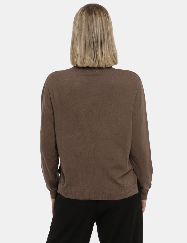 Maglione Maison du Cachemire dolcevita marrone - COMPOSIZIONE E VESTIBILITÀ:40% lana 20% cotone 20% viscosa 10% poliamide 10