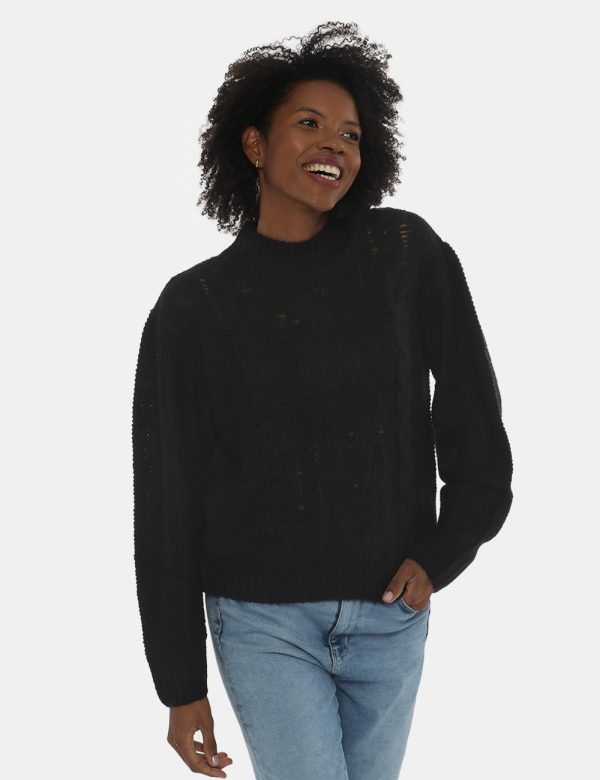 Maglione Maison Du Cachemire a girocollo lavorato a trecce - 50% lana 20% acrilico 20% poliammide 10% mohairLa modella indos