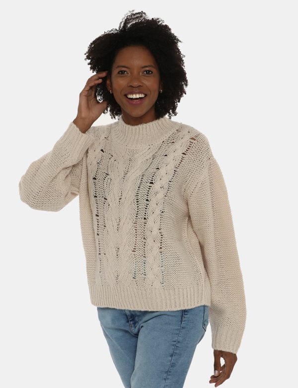 Maglione Maison Du Cachemire a girocollo lavorato a trecce - 50% lana 20% acrilico 20% poliammide 10% mohairLa modella indos