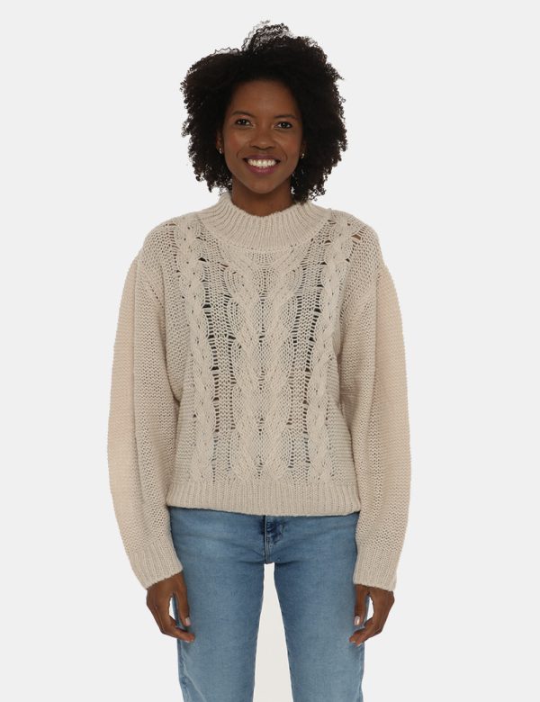 Maglione Maison Du Cachemire a girocollo lavorato a trecce - 50% lana 20% acrilico 20% poliammide 10% mohairLa modella indos