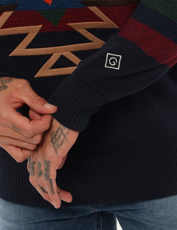 Maglia Gant con stampa geometrica - 100% cotoneIl modello indossa la taglia L e la vestibilità del capo è regolare. Spalle: