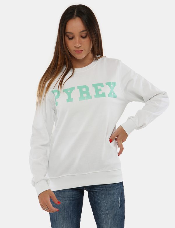 Felpa Pyrex girocollo - 100% cotoneLa modella indossa la taglia S ed è alta 165 cm e la vestibilità è regolare. Spalle: 41 c