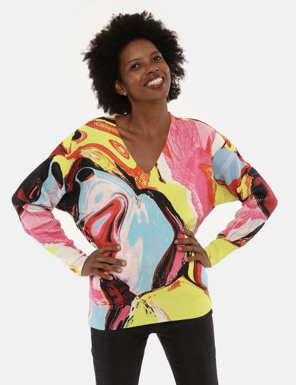 Maglione Desigual fantasia - 49% Viscosa, 27% Poliestere, 24% PoliammideLa modella indossa la taglia S è alta 170 cm e la ve
