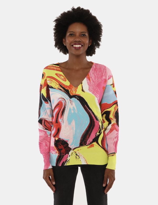 Maglione Desigual fantasia - 49% Viscosa, 27% Poliestere, 24% PoliammideLa modella indossa la taglia S è alta 170 cm e la ve